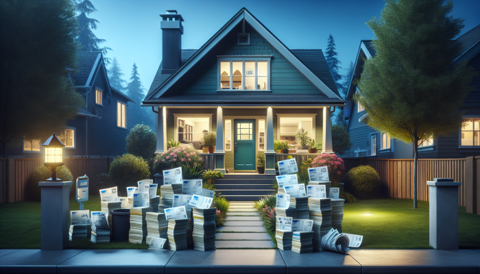 Debt Consolidation Basics Everyone Should Know: A Guide | DCL A serene suburban home with a lush yard, clear sky, and consolidated bills on the doorstep.