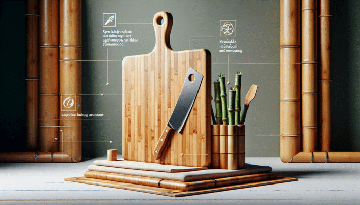 A robust hardwood and bamboo cutting board exhibiting knife mark resistance and durability, promoting kitchen sustainability.