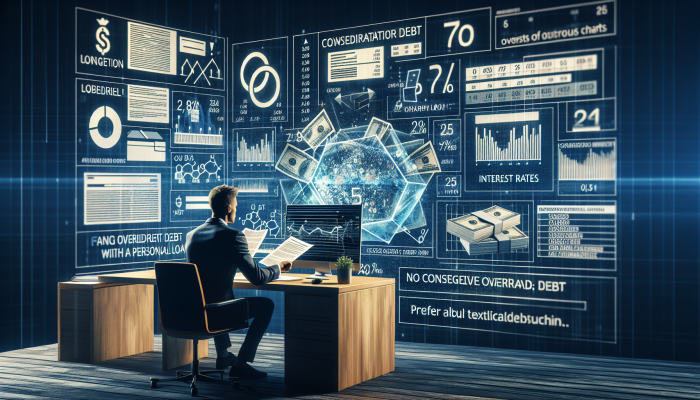 Debt Consolidation Loans for Overdraft Debt: Your UK Solution | DCL Individual reviewing loan documents and financial charts at a desk, analysing interest rates for debt consolidation.