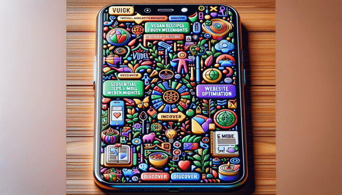 Smartphone screen showing clickable title tags with action words like "Discover" and "Unlock" highlighted.