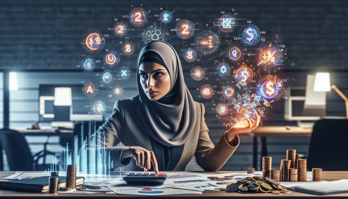 Tips for Maximizing Debt Consolidation Savings | DCL Financial analyst reviews colorful charts of interest rates and fees in a modern office, surrounded by calculators, documents, and coins, with a determined expression.