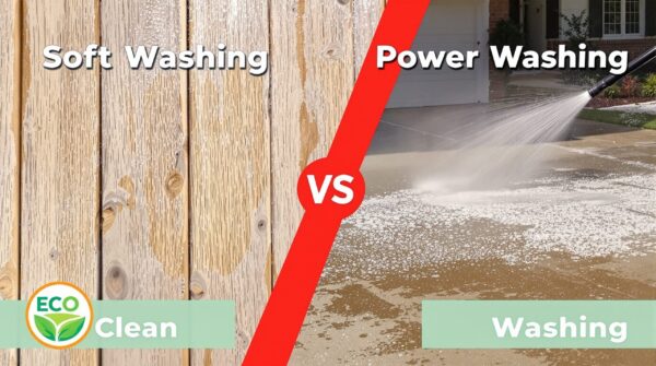 soft washing and power washing