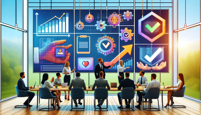 In Ivybridge's dynamic boardroom, consultants present e-commerce strategies to owners, with screens showing ROI graphs and marketing analytics for growth.