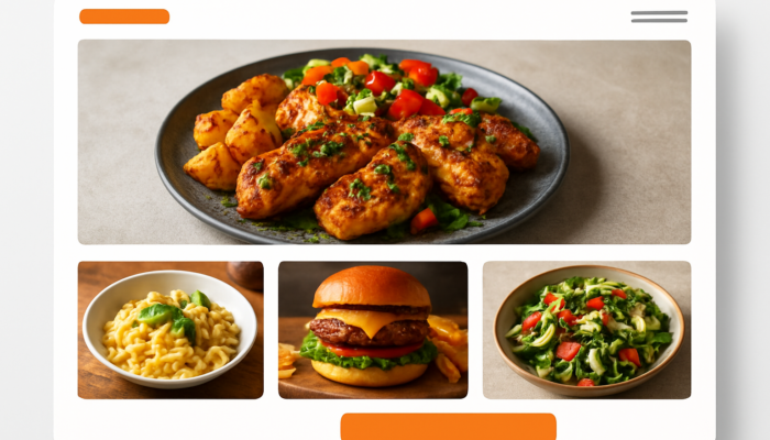 Modern Glastonbury restaurant website showcasing vibrant dish gallery and user-friendly booking system.